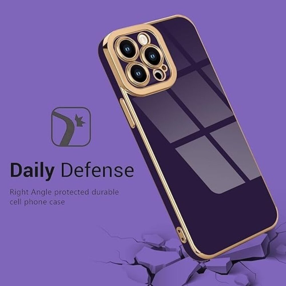 Designed for iphone 15 Pro Max Case 6.7 inch Dark purple/gold